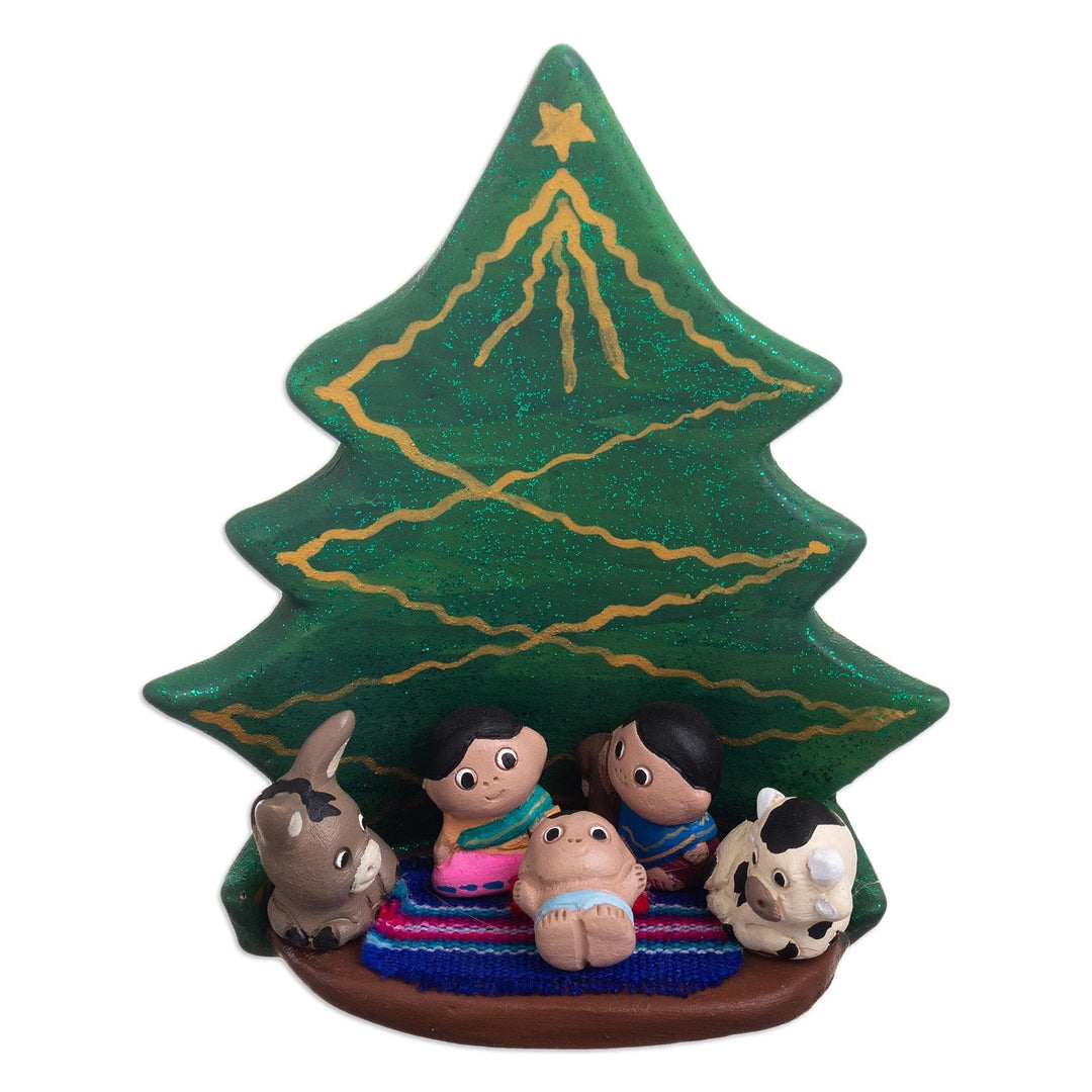 Artisan Crafted Ceramic Nativity Sculpture - Sweet Christmas