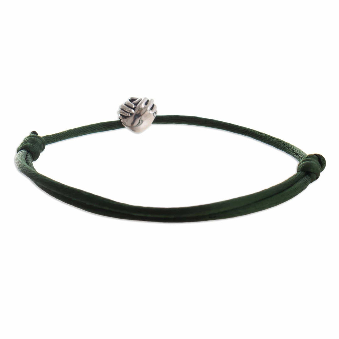 Pendant Bracelet with Sterling Silver Hands - Join Hands in Green