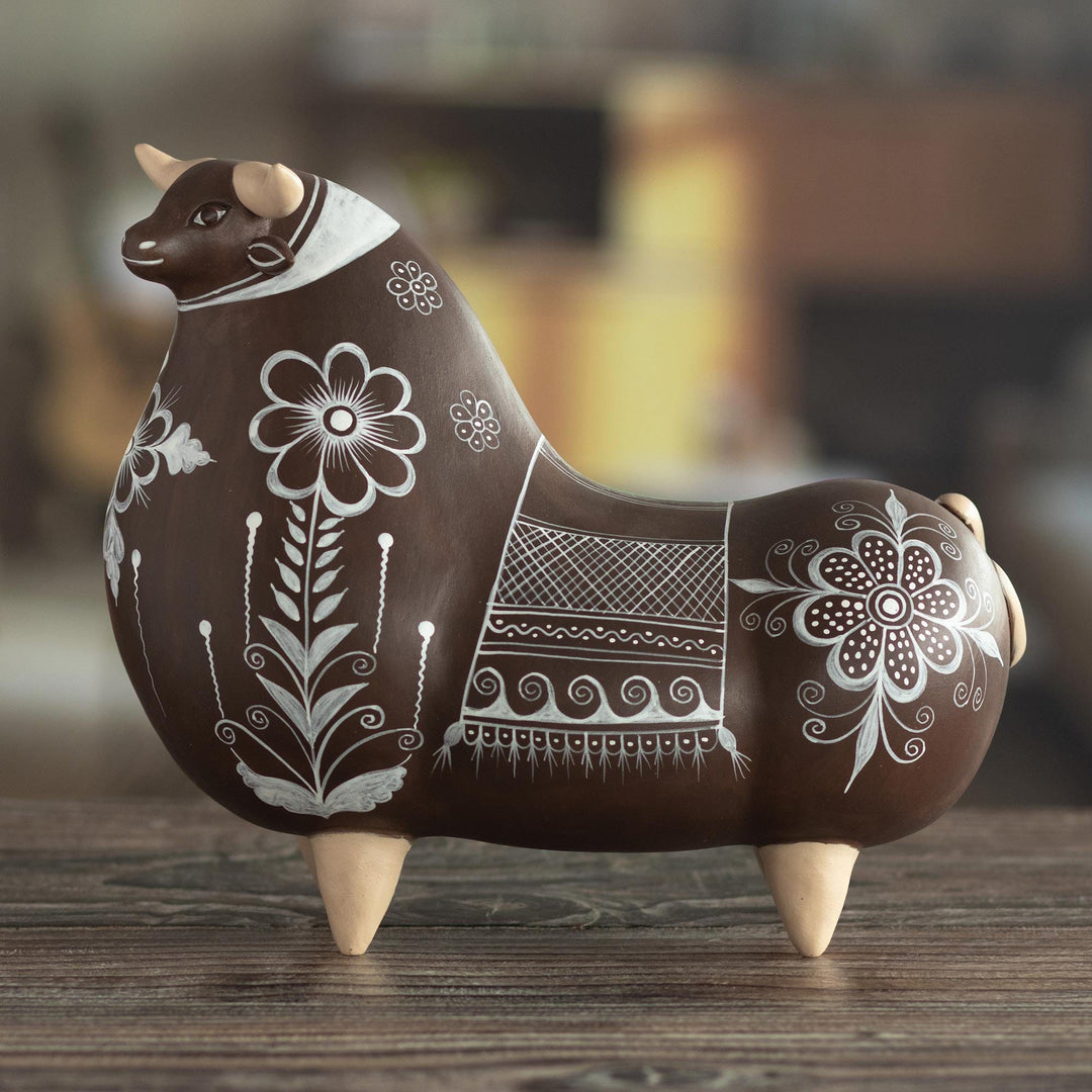 Brown Bull Sculpture - Strength and Courage