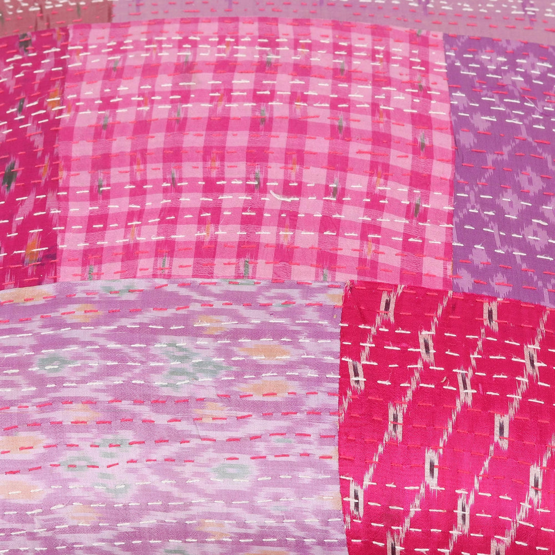 Pink Upholstered Ottoman Footstool - Pink Patches