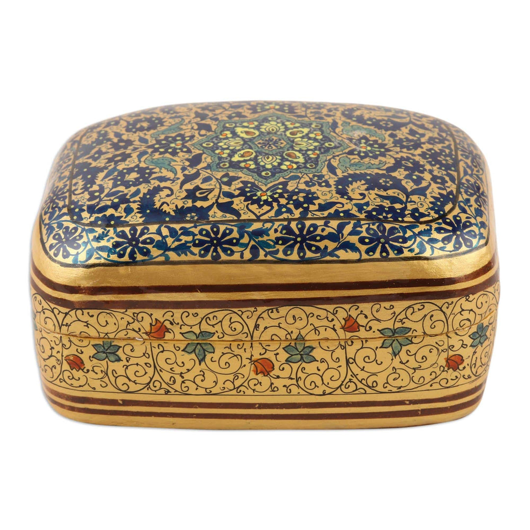 Papier Mache Floral-Motif Box from India - Persian Charm
