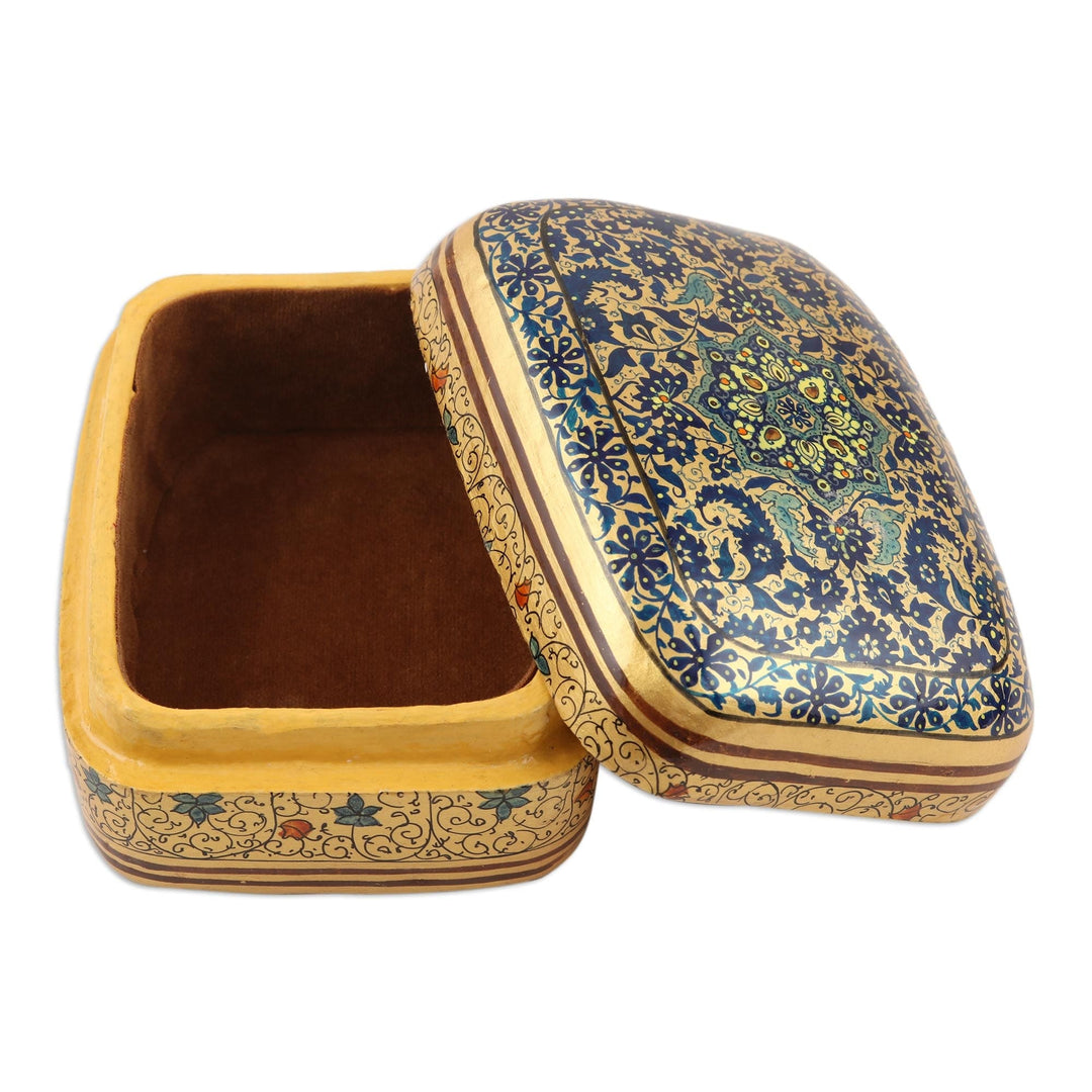 Papier Mache Floral-Motif Box from India - Persian Charm