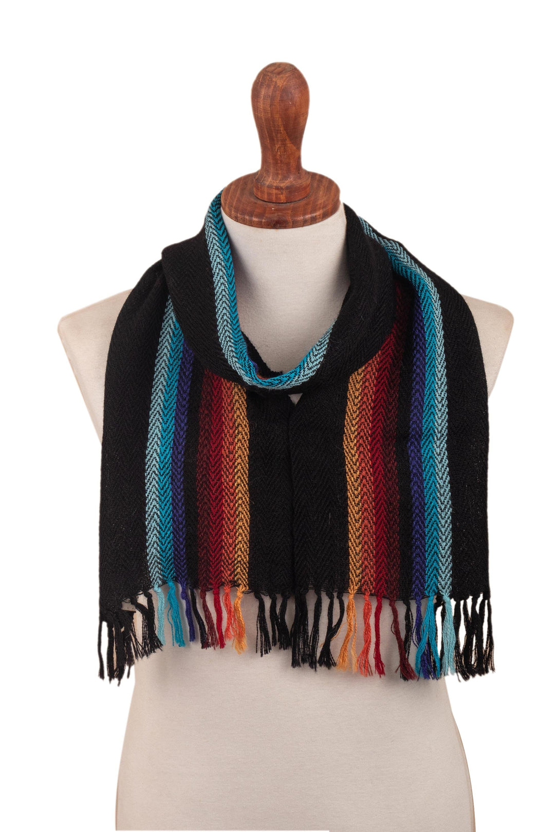 Multi Stripe 100% Alpaca Scarf - Tarma Rainbow
