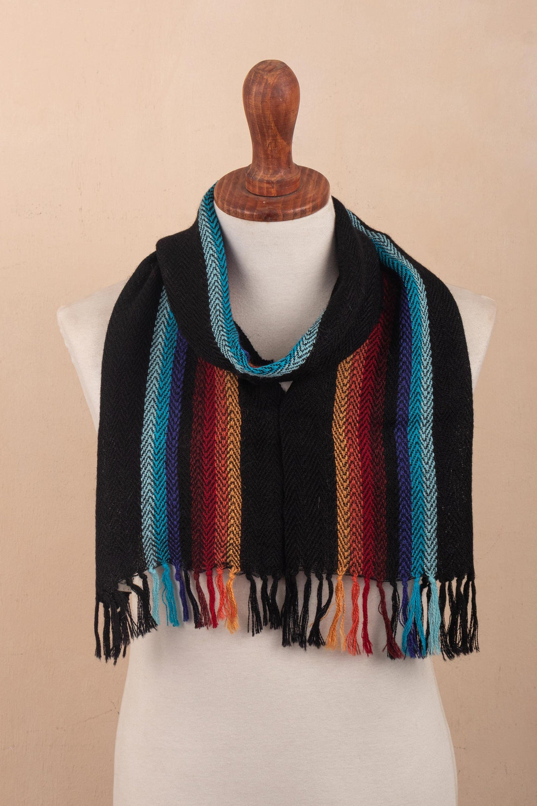 Multi Stripe 100% Alpaca Scarf - Tarma Rainbow