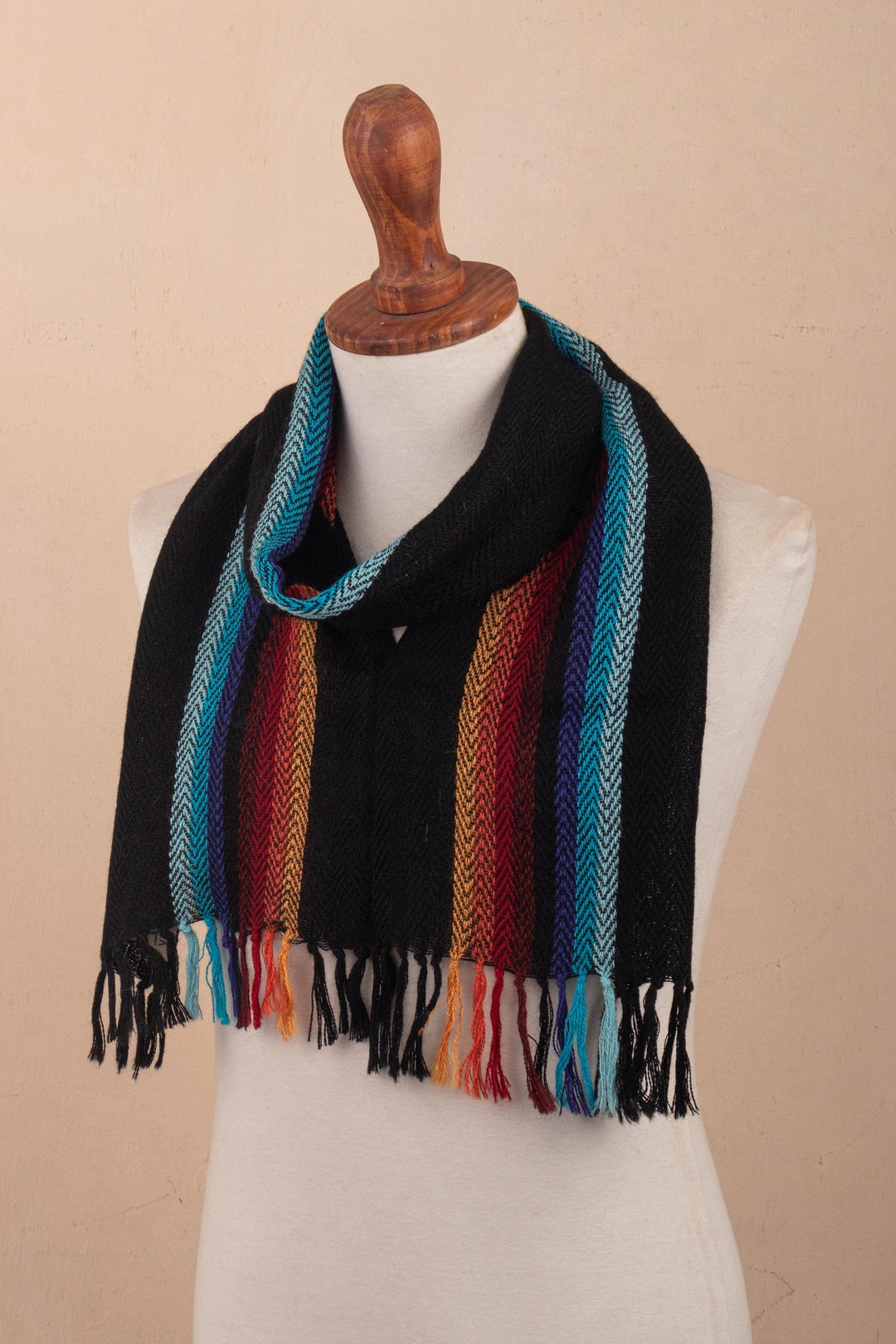 Multi Stripe 100% Alpaca Scarf - Tarma Rainbow