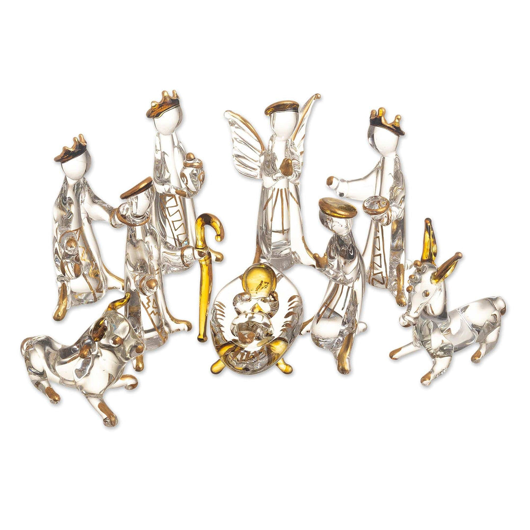 Hand Blown Glass Nativity (10 Pieces) - Midnight Clear