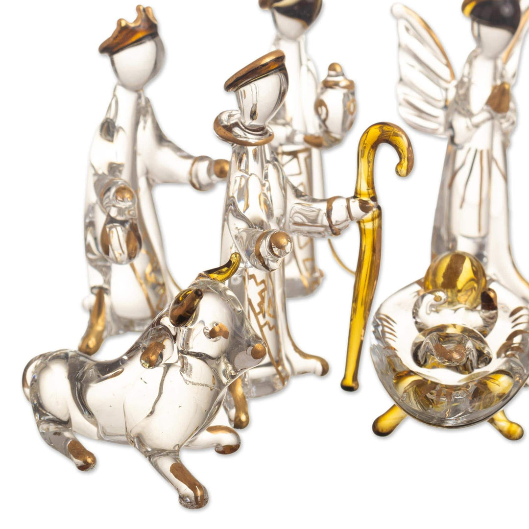 Hand Blown Glass Nativity (10 Pieces) - Midnight Clear