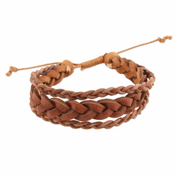 Unisex Braided Leather Wristband Bracelet - Braided Charm