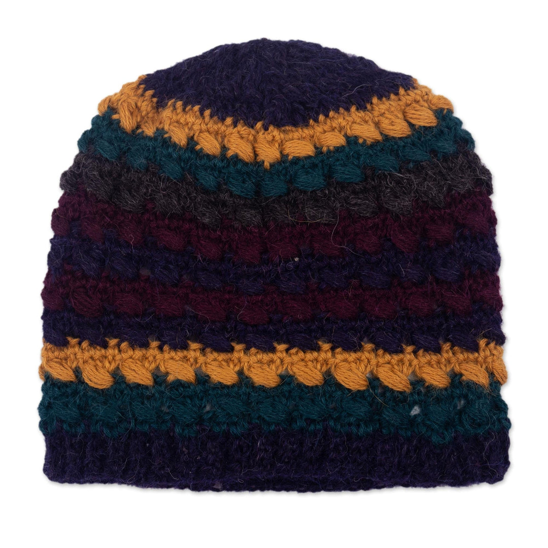 Hand Crocheted 100% Alpaca Hat - Winter Sunset