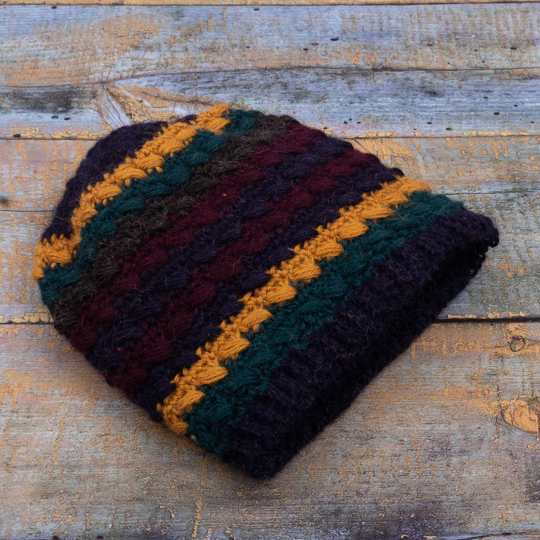 Hand Crocheted 100% Alpaca Hat - Winter Sunset