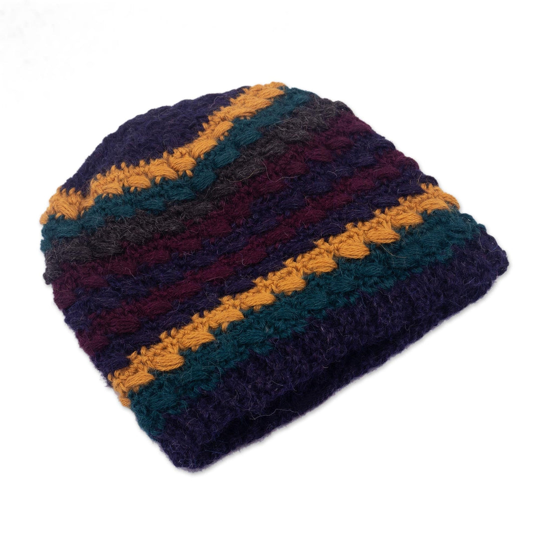 Hand Crocheted 100% Alpaca Hat - Winter Sunset