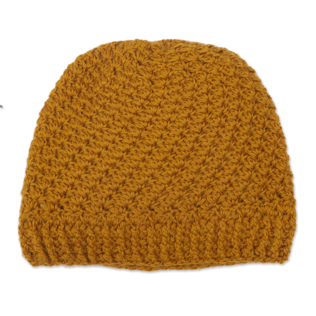 Hand Crocheted 100% Alpaca Hat - Golden Ochre