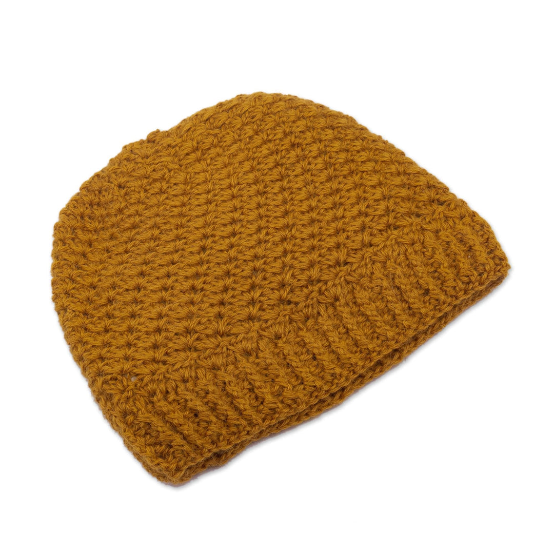 Hand Crocheted 100% Alpaca Hat - Golden Ochre