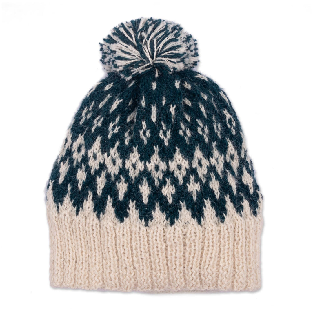Knit 100% Alpaca Hat from Peru - Northern Lights