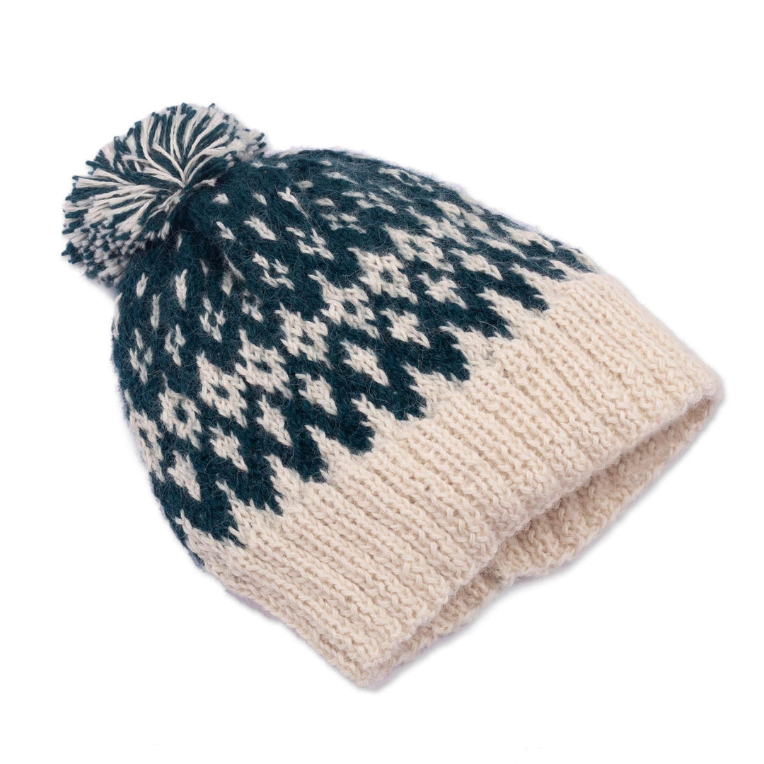 Knit 100% Alpaca Hat from Peru - Northern Lights
