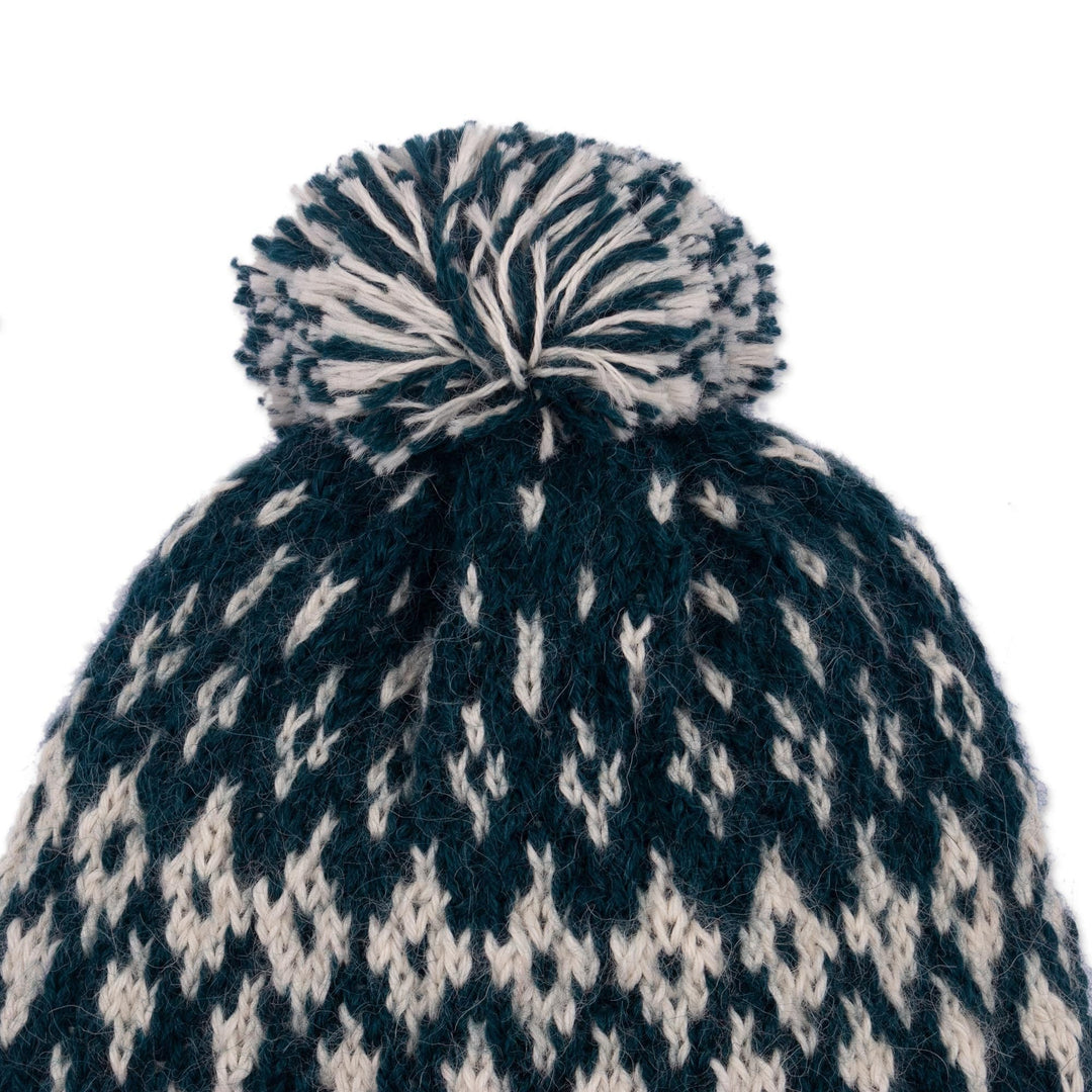 Knit 100% Alpaca Hat from Peru - Northern Lights