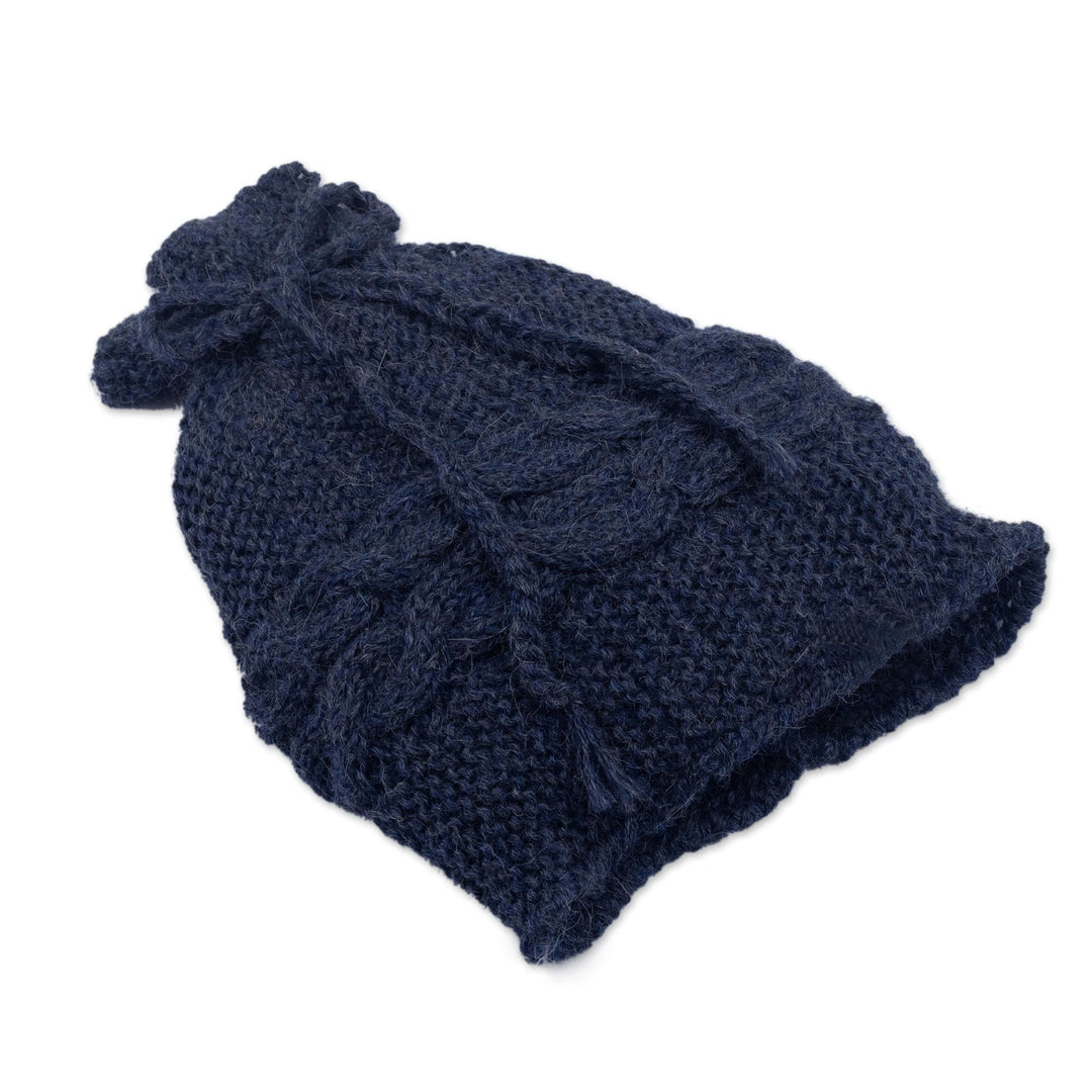 Blue Hand Crocheted 100% Alpaca Hat - Cusco Blues