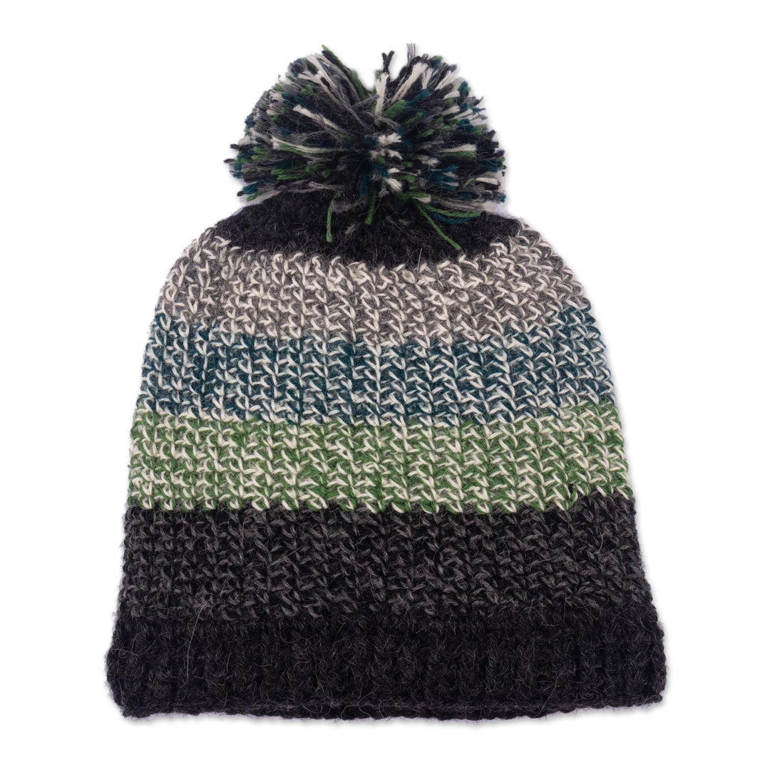 Artisan Crocheted 100% Alpaca Hat - Wintry Mix