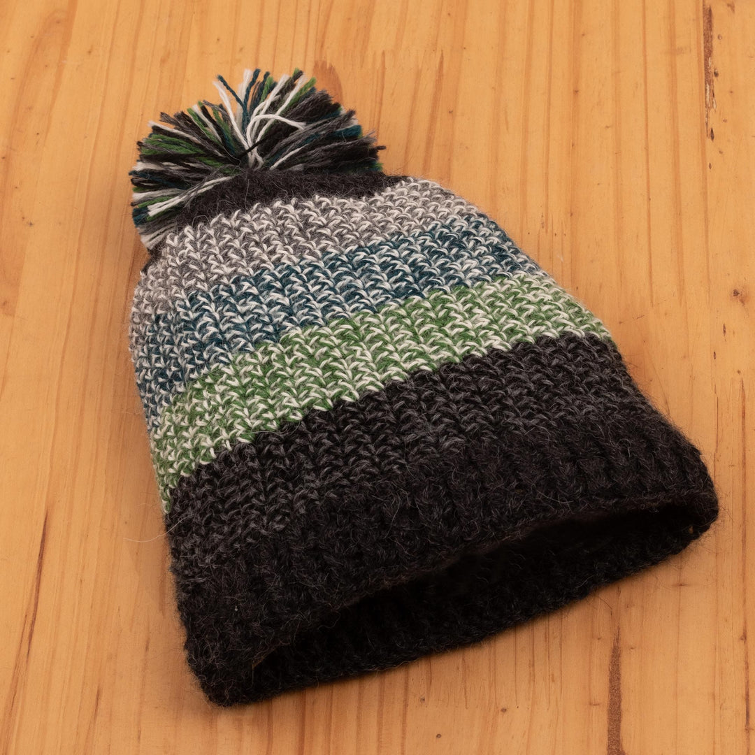 Artisan Crocheted 100% Alpaca Hat - Wintry Mix