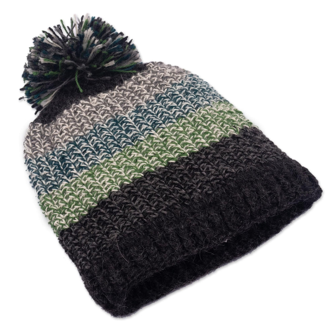 Artisan Crocheted 100% Alpaca Hat - Wintry Mix
