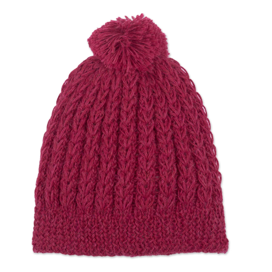 Artisan Crafted 100% Alpaca Hat - Cerise Charm