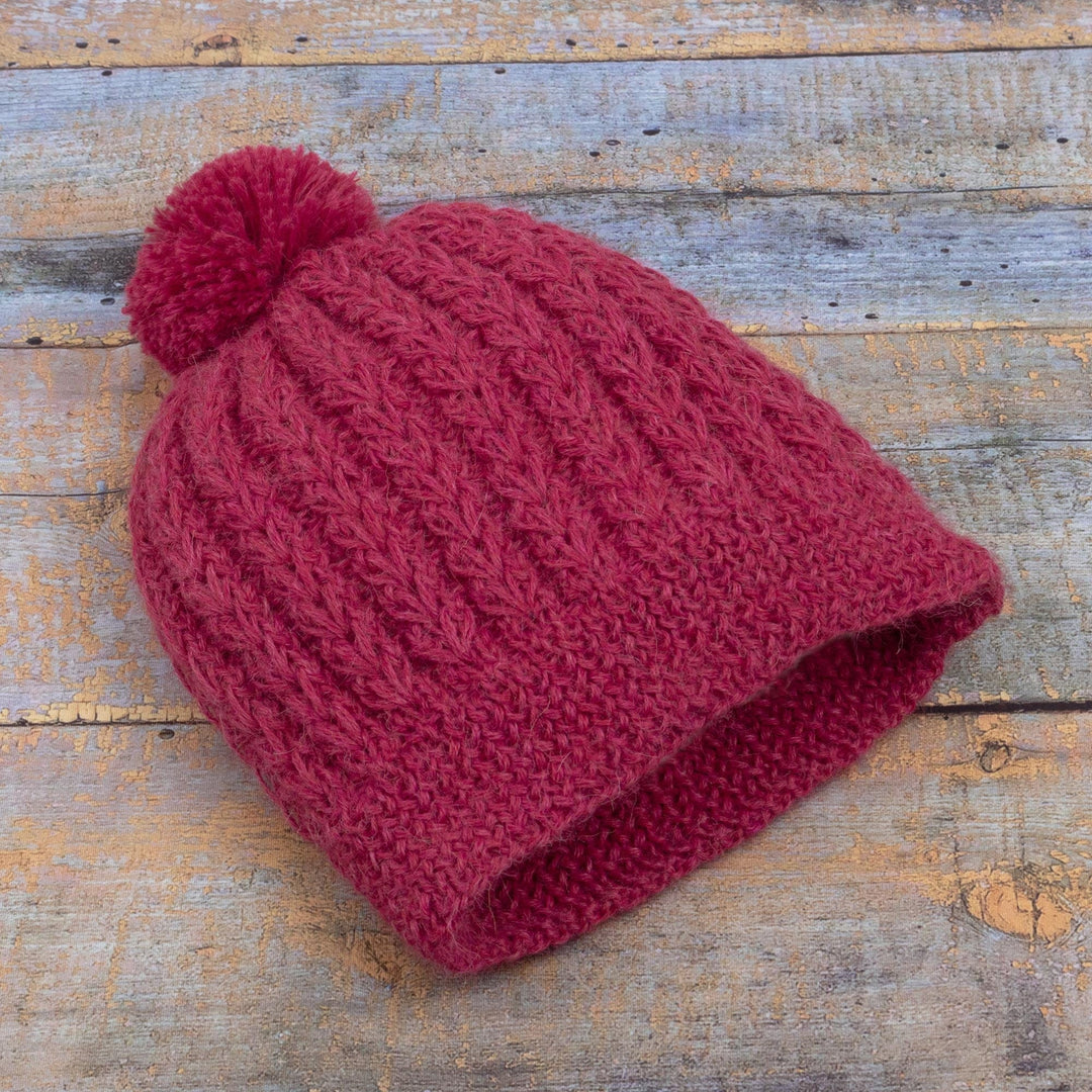 Artisan Crafted 100% Alpaca Hat - Cerise Charm