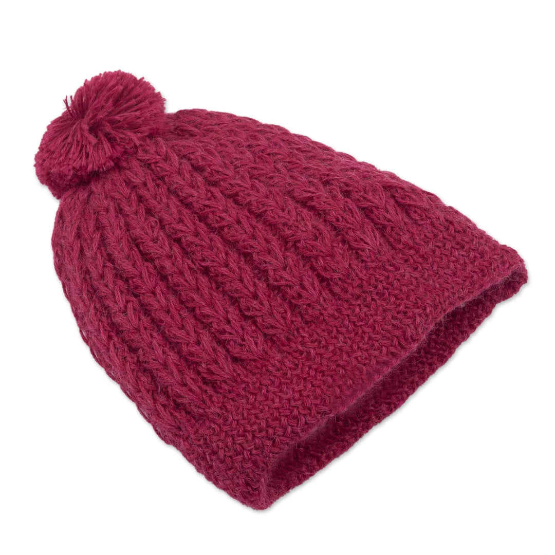 Artisan Crafted 100% Alpaca Hat - Cerise Charm