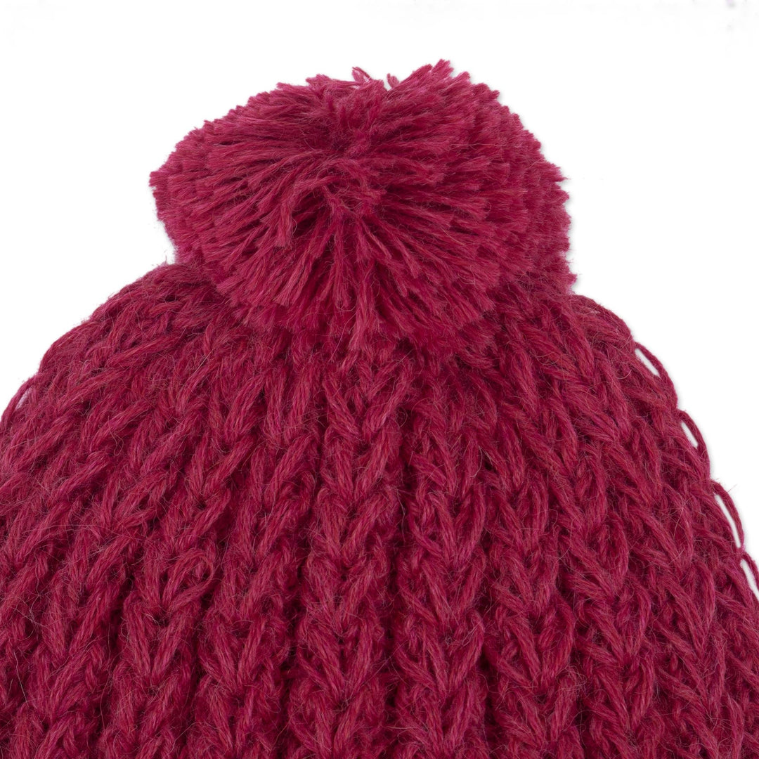 Artisan Crafted 100% Alpaca Hat - Cerise Charm