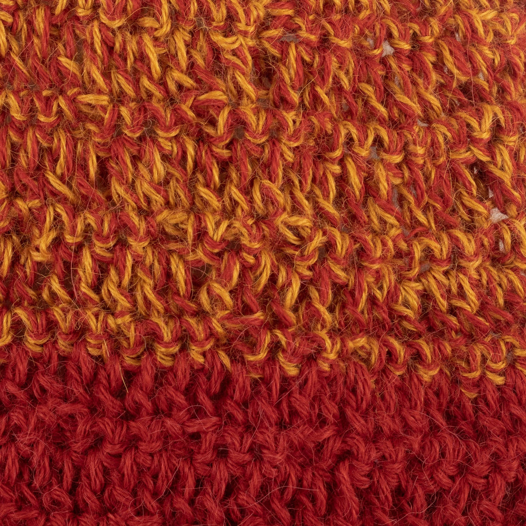 Fringed 100% Alpaca Scarf from Peru - Winter Fire