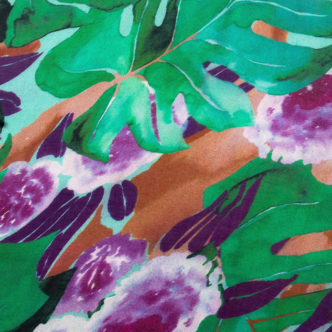 100% Modal Lightweight Shawl in Greens and Purples From Peru - Wraparound Rainforest