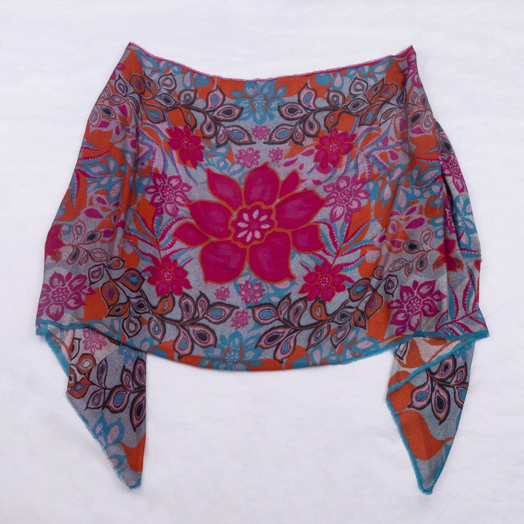 Floral Modal Shawl from Peru - Spring Colors