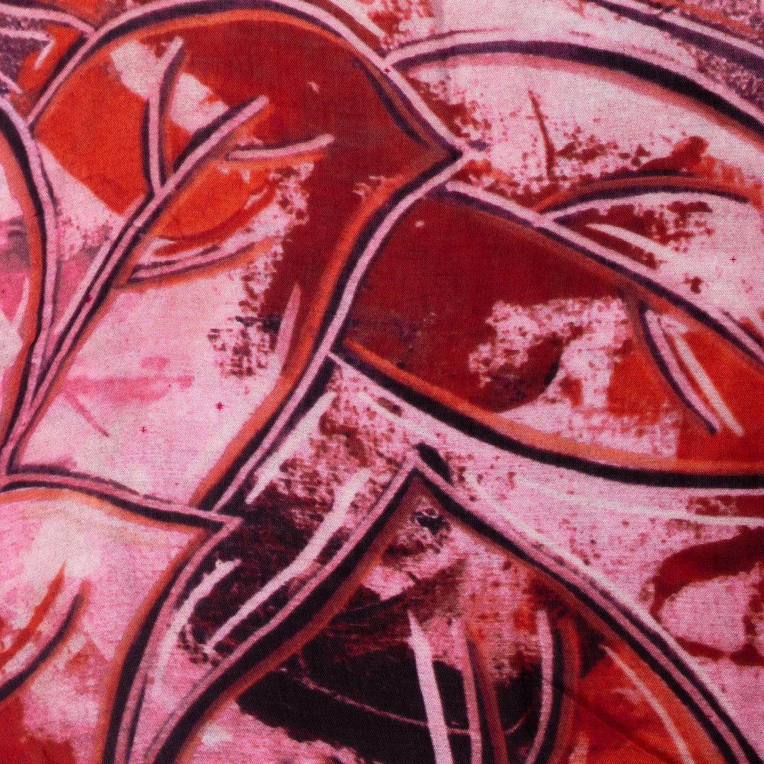 100% Modal Abstract Leaf-Patterned Shawl from Peru - Autumn Vibes