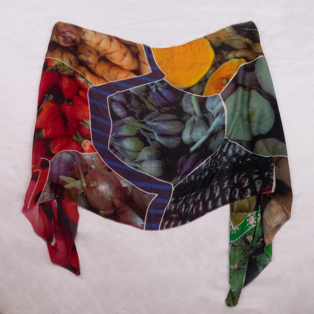 Fruit and Vegetable Print Shawl - Nature's Bounty