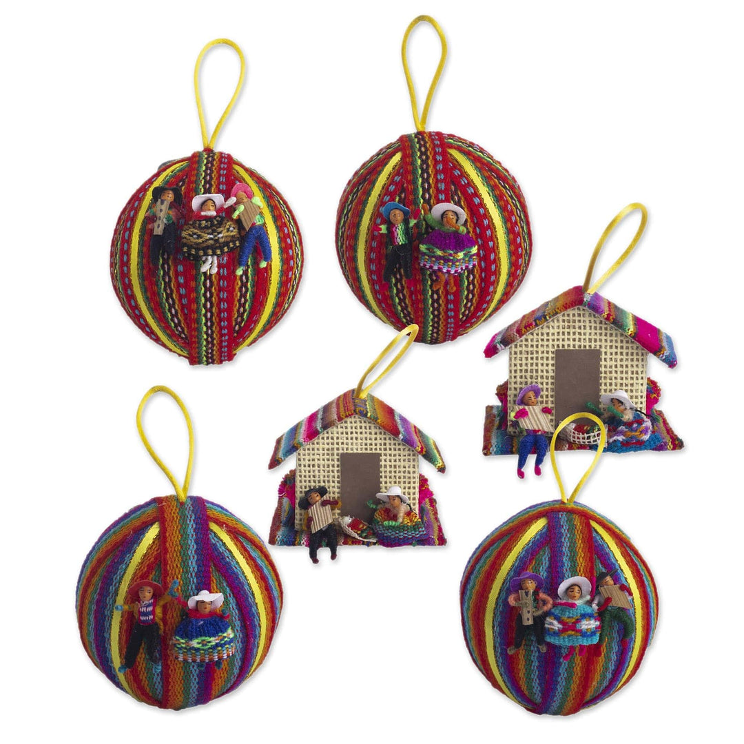 Andean Style Christmas Ornaments (Set of 6) - Peruvian Christmas