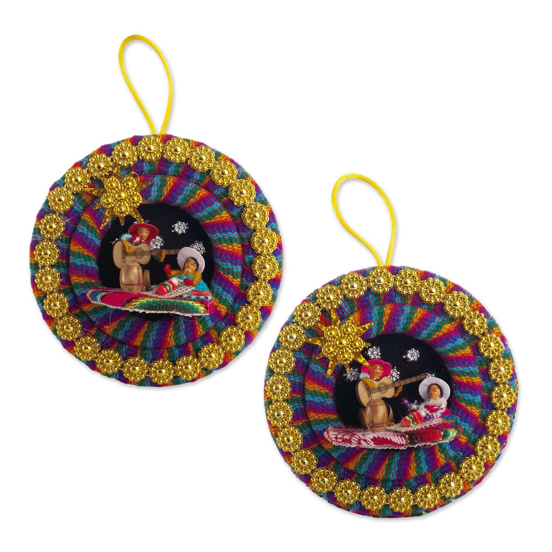 Colorful Fabric Nativity Ornaments (Pair) - Lullaby in the Andes