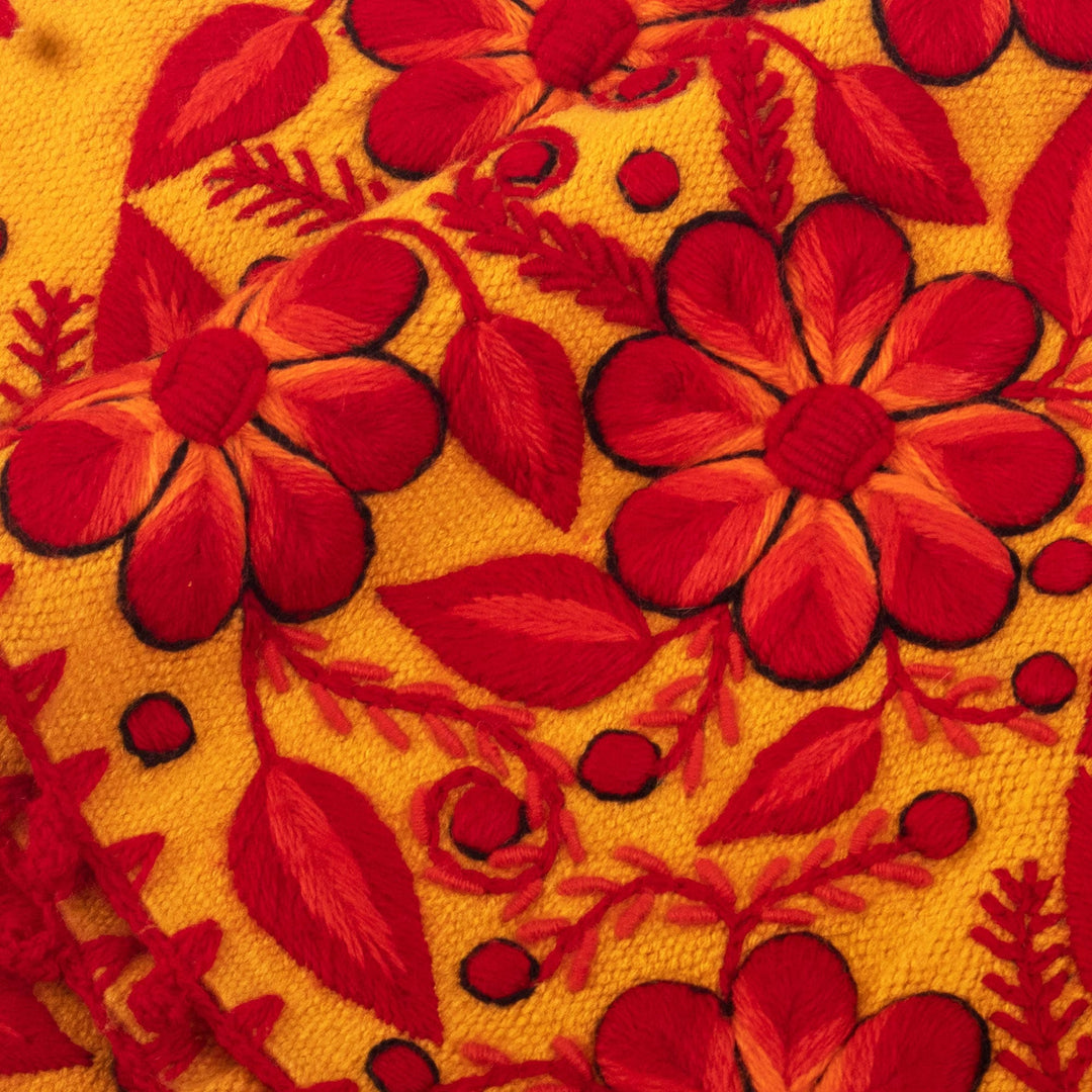 Tasseled Red and Yellow Table Runner - Ayacucho Sunrise
