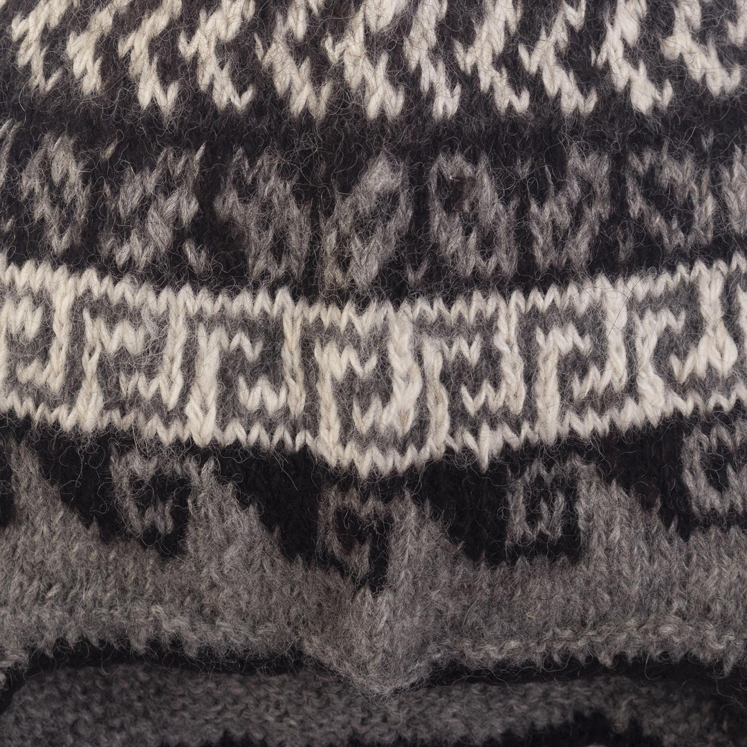 Knit Chullo Hat of 100% Alpaca in Natural Grey - Andean Heritage in Gray