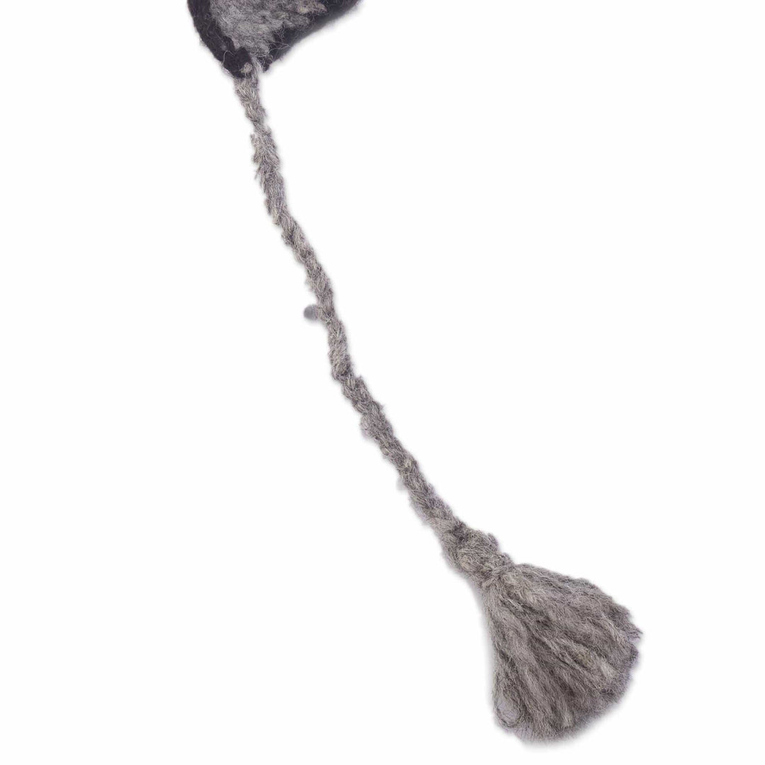 Knit Chullo Hat of 100% Alpaca in Natural Grey - Andean Heritage in Gray