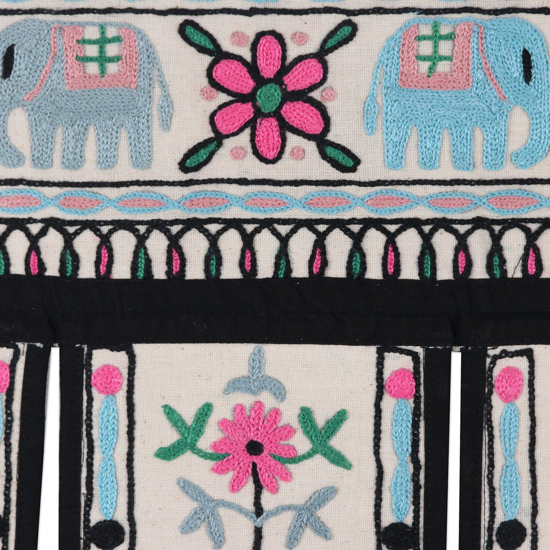 Beaded Cotton Wall Hanging - Asian Elephant