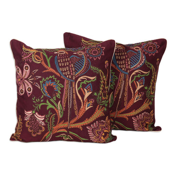 Cotton Cushion Covers with Floral Motif (Set of 2) - Floral Muse
