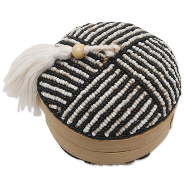 Decorative Beaded Bamboo Box from Bali - Pinstripe Pleasure