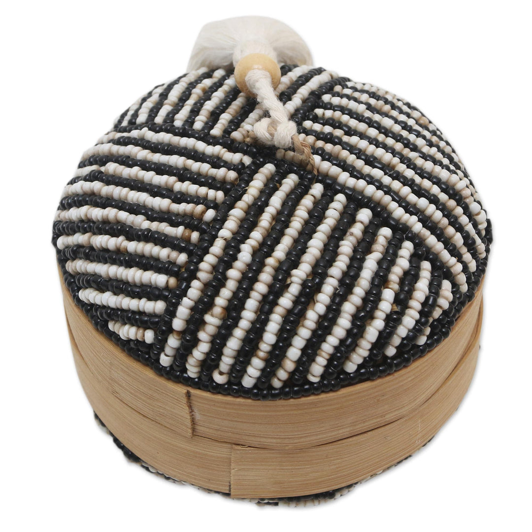 Decorative Beaded Bamboo Box from Bali - Pinstripe Pleasure