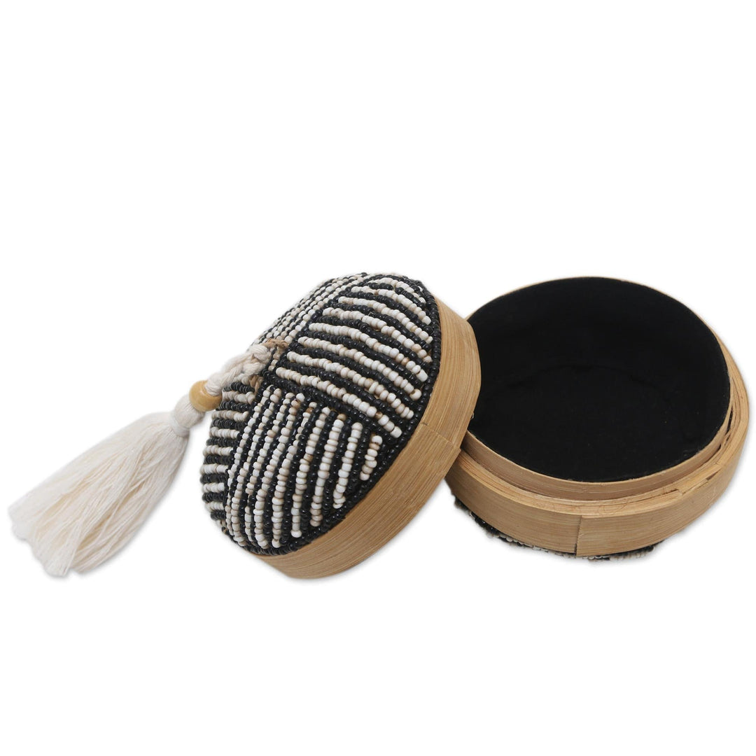 Decorative Beaded Bamboo Box from Bali - Pinstripe Pleasure