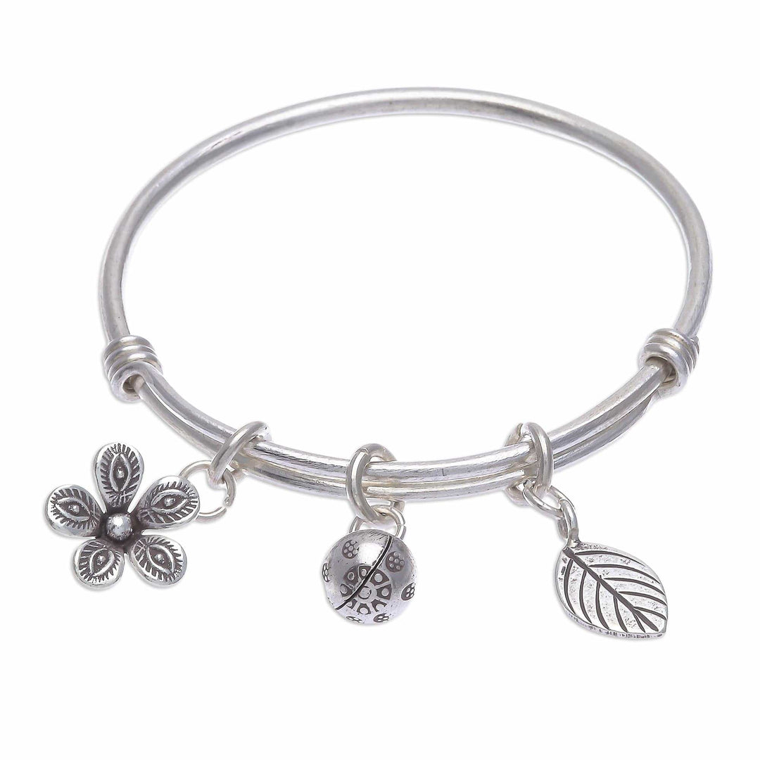 Sterling Silver Garden-Motif Charm Bracelet - Garden Sounds