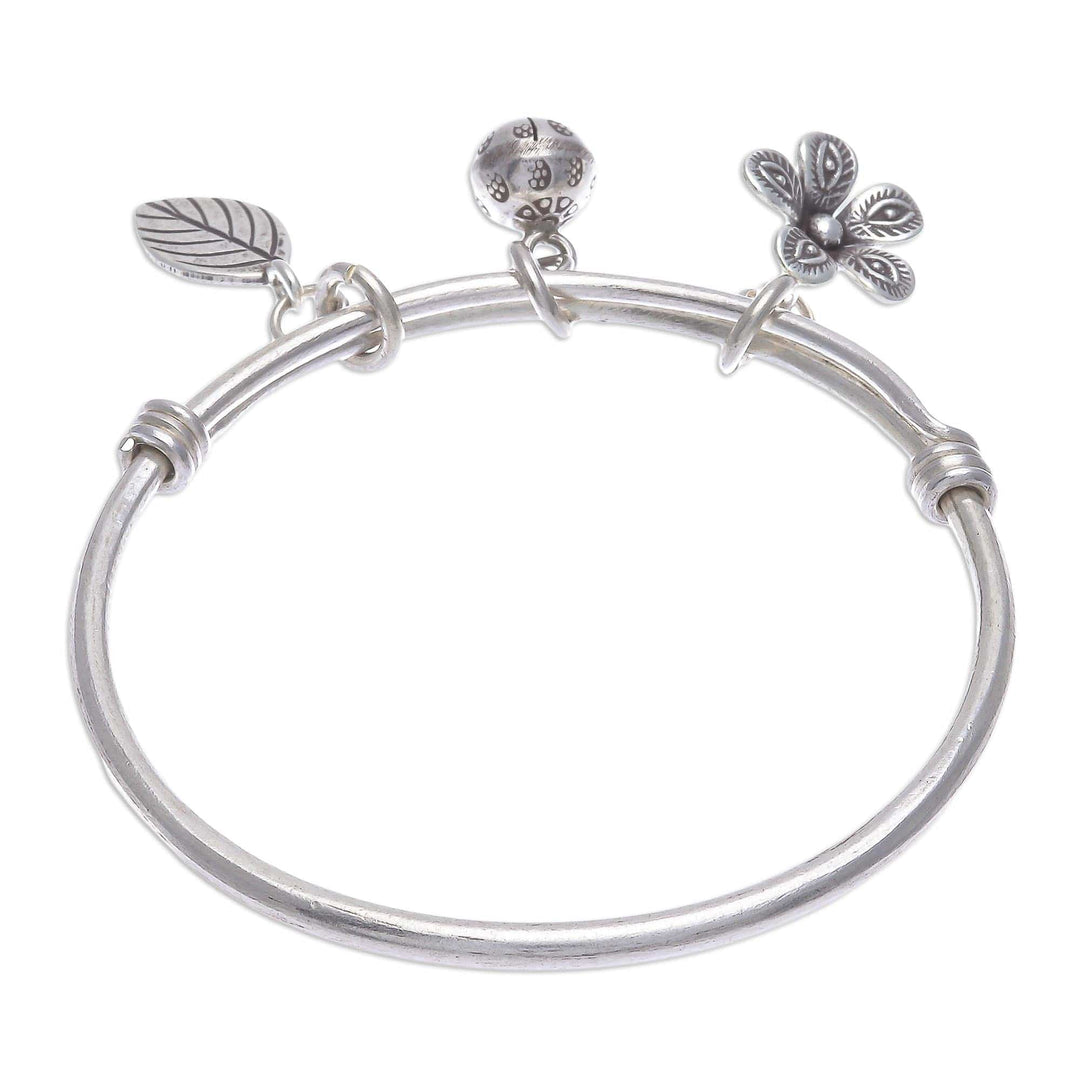 Sterling Silver Garden-Motif Charm Bracelet - Garden Sounds