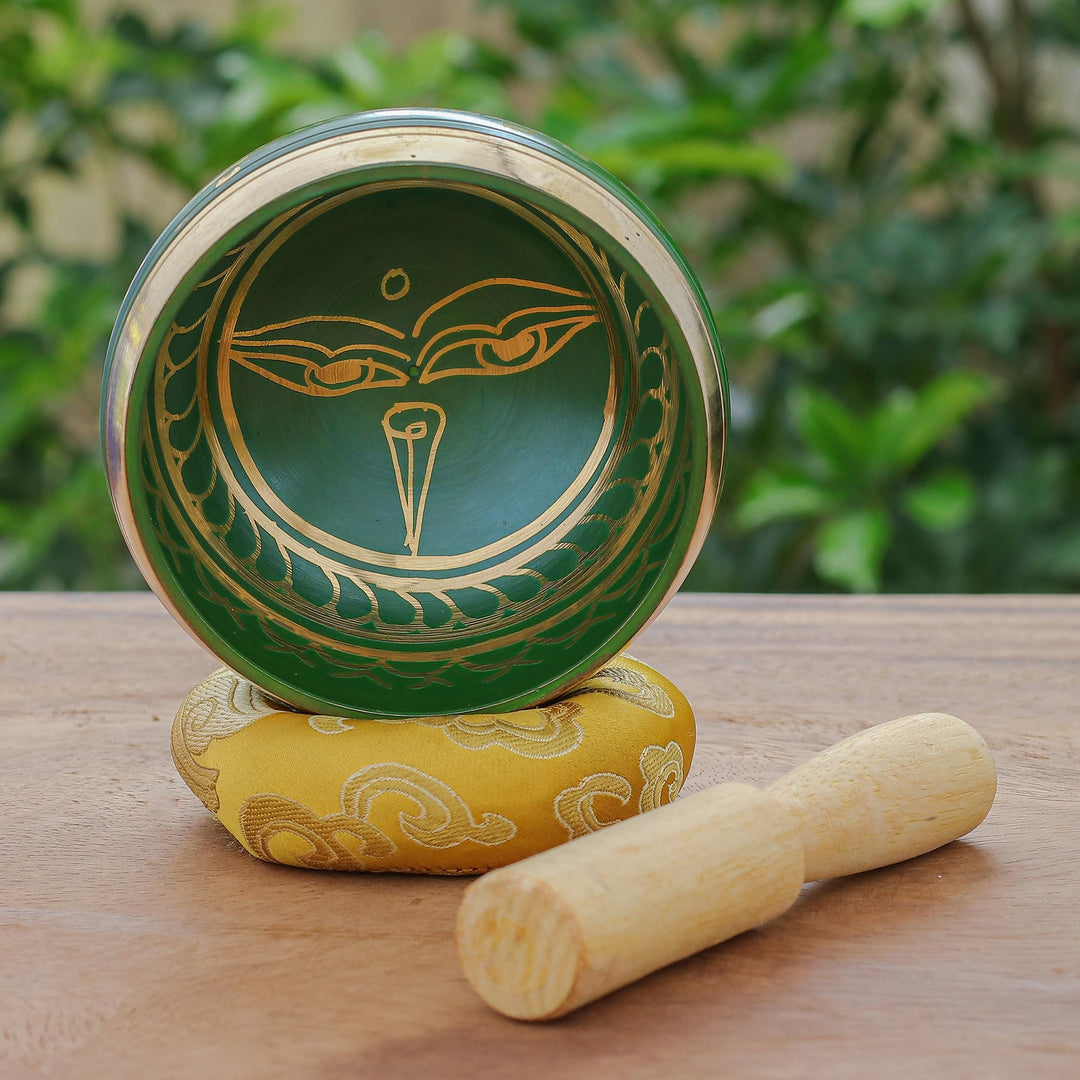 Hand Crafted Brass Alloy Singing Bowl Set (3 Pcs) - Green Spirit