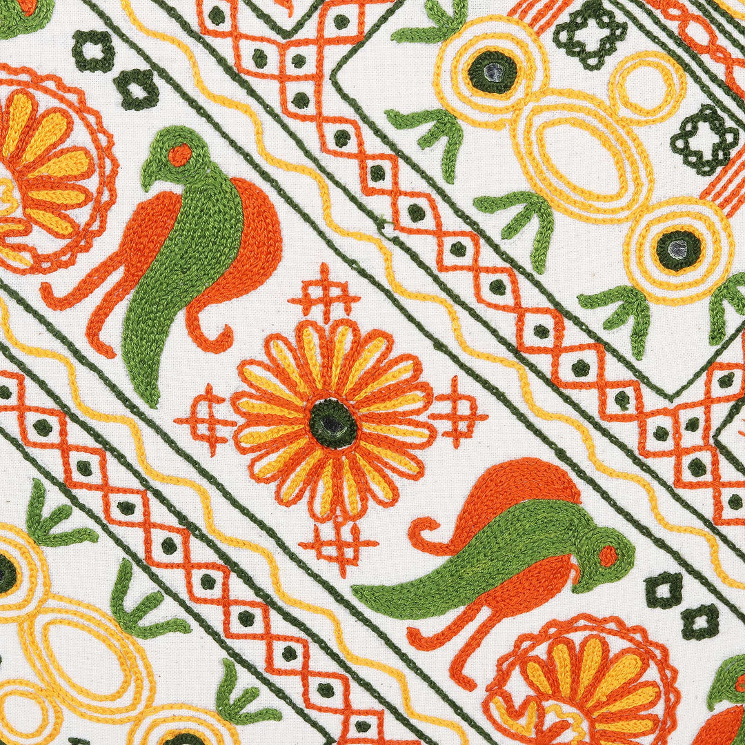 Embroidered Cotton Cushion Covers (Pair) - Kaleidoscopic Palace