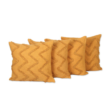 Embroidered Cushion Covers with Zigzag Motif (Set of 4) - Marigold Path
