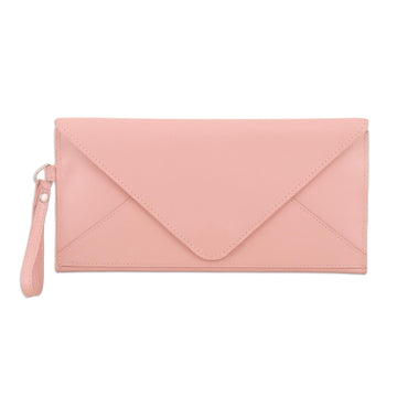 Hand Crafted Pink Leather Wristlet - Cotton Candy in Pink