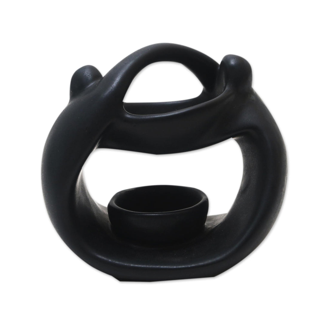Black Ceramic Oil Warmer from Bali - Light in the Dark
